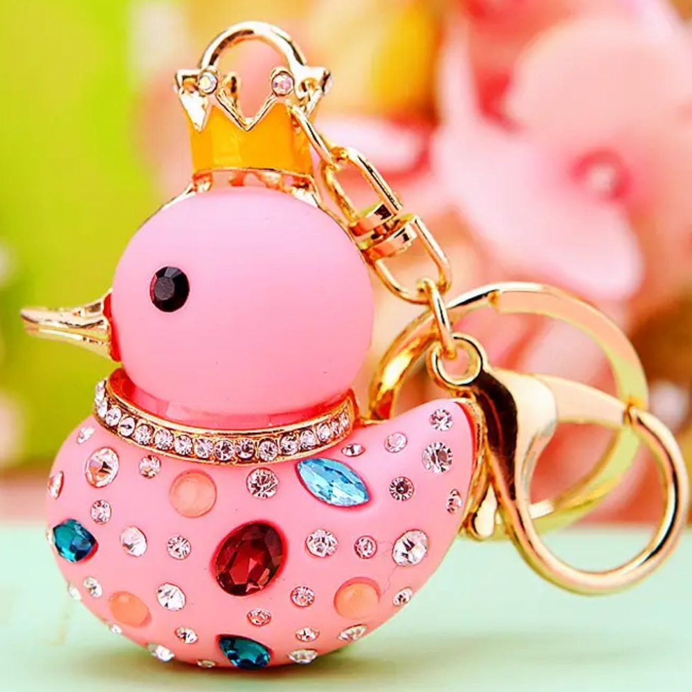 Duck PINK bling bag charm/keychain
